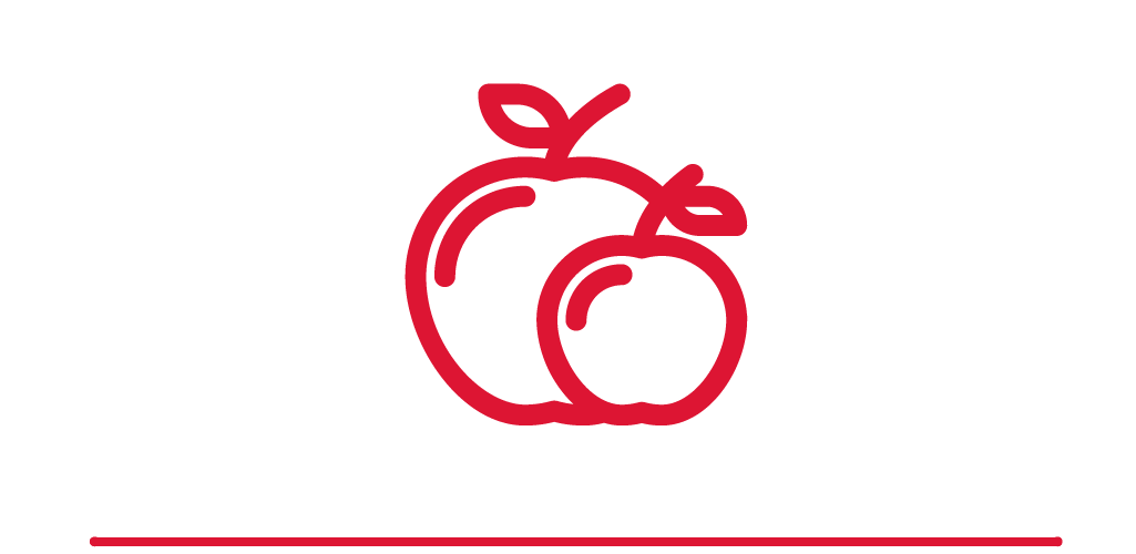 Outline of two red apples icon.