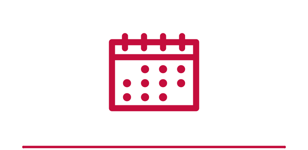 Red calendar outline icon. 